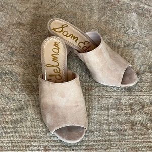 Sam Edelman "Orlie" Open Toe Block Heel in Oatmeal - Size 8